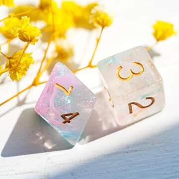 UDIXI Glitter DND Dice Set - 7-die Colorful Polyhedral Dice
