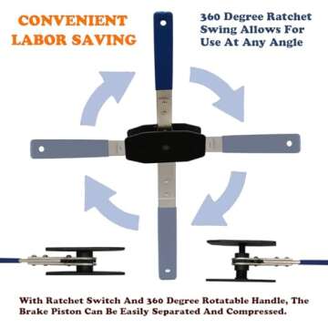Brake Tools, Brake Caliper Tool, 4 in 1 Universal Disc Brake Caliper Compression Tool, Caliper Piston Compressor Tool with 2 Brake Caliper Hooks, Brake Caliper Press for Car Brake Repair Installation
