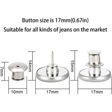 6PCS Perfect Fit Instant Button Pin, Instant jeans Buttons tightener, Jean Replacement Buttons Remov...