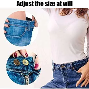 6PCS Perfect Fit Instant Button Pin, Instant jeans Buttons tightener, Jean Replacement Buttons Removable Button for loose jeans No Sew Buttons to Extend or Reduce an Inch to Any Pants Waist in Seconds