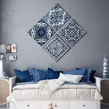 Indigo 4-Piece Canvas Wall Art Set for Home