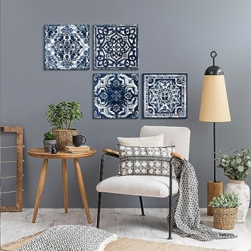 Indigo 4-Piece Canvas Wall Art Set for Home