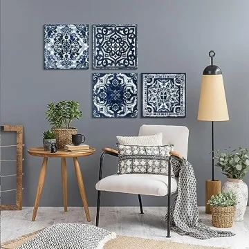 Indigo 4-Piece Canvas Wall Art Set for Home