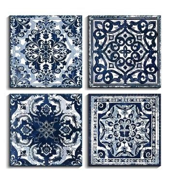 Indigo 4-Piece Canvas Wall Art Set for Home
