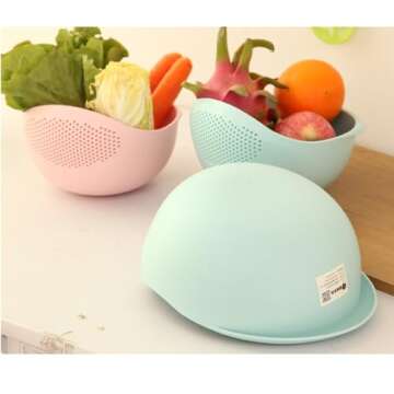 Per-Home Japanese Style Rice Washer & Quinoa Strainer & Eco-Friendly BPA-Free Container with Fine Me...