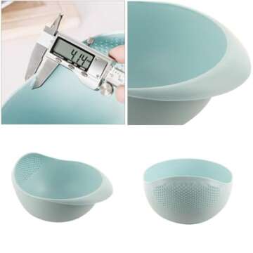 Per-Home Japanese Style Rice Washer & Quinoa Strainer & Eco-Friendly BPA-Free Container with Fine Mesh Colanders Sieve Bowl & Japan Kitchen Good for Cleaning Veggie, Fruit and Pasta
