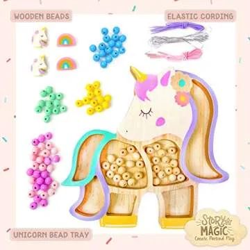 Story Magic Unicorn Bead Set by Horizon Group USA - Create Colorful Jewelry with Eco-Friendly Wooden...