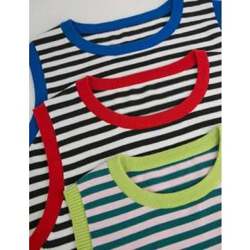 Buxitt Women's Stylish Striped Summer Sleeveless Tank Top