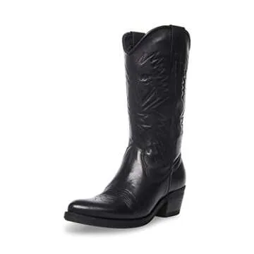Steve Madden Women's Hayward Western Boot - Chic Grayish White Leather for All Occasions
