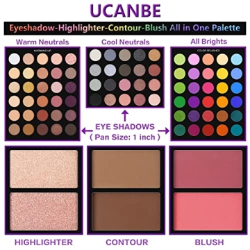 UCANBE Eyeshadow Palette & Brush Set with 86 Colors