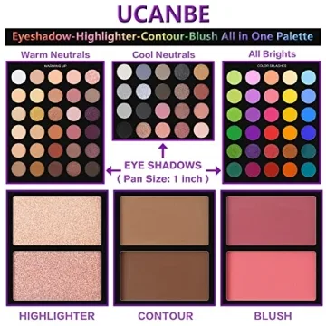 UCANBE Eyeshadow Palette & Brush Set with 86 Colors