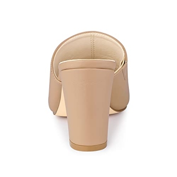 Allegra K Women's Slip on Block Heel Nude Slide Sandals - 8 M US