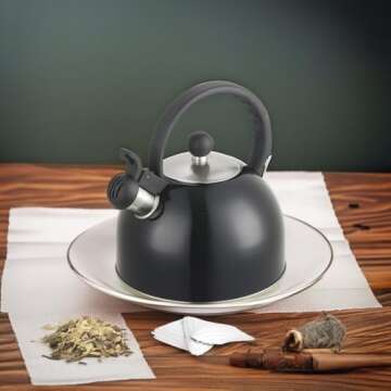 uessegs DFL 2 Liter Stainless Steel Whistling Tea Kettle - Modern Stainless Steel Whistling Tea Pot ...