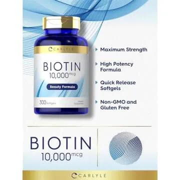 Carlyle Biotin 10,000mcg | Max Strength 300 Softgels