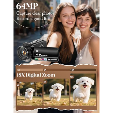 ZYDIIE 4K Video Camera with Night Vision and 32GB Card