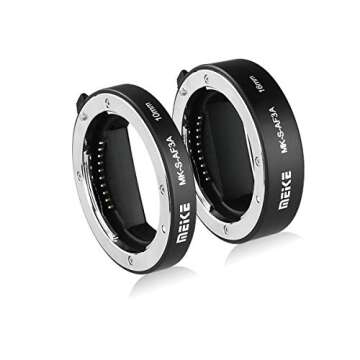 MEIKE MK-S-AF3A AF Auto Focus Macro Extension Tube Adapter Ring (10mm+16mm) for Sony Mirrorless E-Mount FE-Mount A7 NEX Camera A7 A7II A7M2 NEX3 NEX5 NEX6 NEX7 A5000 A5100 A6000 A6300 A6500 A9 A6400