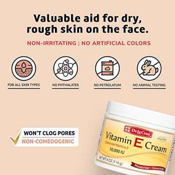 De La Cruz Vitamin E Cream Moisturizer for Face and Neck - Moisturizing Skin Care for All Skin Types - Made in USA