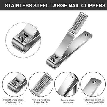 Mudder 6 Pieces Large Toenails Clippers Straight Edge Toenails Clippers Stainless Steel Nails Cutters for Men Women Thick Nails(Silver)