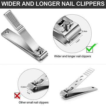 Mudder 6 Pieces Large Toenails Clippers Straight Edge Toenails Clippers Stainless Steel Nails Cutters for Men Women Thick Nails(Silver)