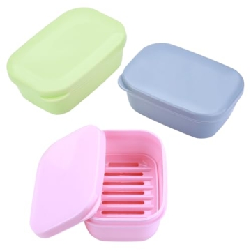 3 Pack Travel Soap Container, Portable Bar Soap Holder Leakproof Soap Box Soap Dish with Cover, Plas...