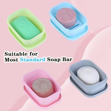 3 Pack Travel Soap Container, Portable Bar Soap Holder Leakproof Soap Box Soap Dish with Cover, Plastic Soap Case for Camping Outdoor Bathroom Shower Gym Hiking Travel(Pink Green Gray)