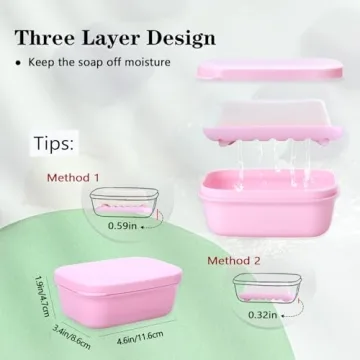 3 Pack Travel Soap Container, Portable Bar Soap Holder Leakproof Soap Box Soap Dish with Cover, Plastic Soap Case for Camping Outdoor Bathroom Shower Gym Hiking Travel(Pink Green Gray)