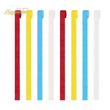 NICROLANDEE Party Streamers Decorations - 8 Rolls Red Blue Yellow Crepe Paper Streamers Tassels Stre...