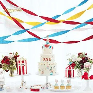 NICROLANDEE Party Streamers Decorations - 8 Rolls Red Blue Yellow Crepe Paper Streamers Tassels Streamer Paper for Birthday Party, Baby Shower, Class Party, Family Gathering Supplies