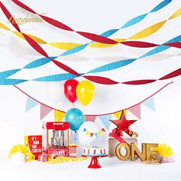 NICROLANDEE Party Streamers Decorations - 8 Rolls Red Blue Yellow Crepe Paper Streamers Tassels Streamer Paper for Birthday Party, Baby Shower, Class Party, Family Gathering Supplies