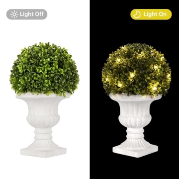 SEVENLOVE 2 Pack LED Boxwood Topiary for Home Décor