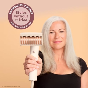 Shark Hair Dryer SpeedStyle RapidGloss Finisher and High-Velocity Dryer, Ionic Hair Blow Dryer with IQ Speed Styling and Drying Suite, No Heat Damage, Best for Curly and Coily Hair, Silk, HD332
