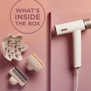 Shark Hair Dryer SpeedStyle RapidGloss Finisher and High-Velocity Dryer, Ionic Hair Blow Dryer with IQ Speed Styling and Drying Suite, No Heat Damage, Best for Curly and Coily Hair, Silk, HD332