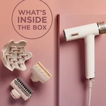 Shark Hair Dryer SpeedStyle RapidGloss Finisher and High-Velocity Dryer, Ionic Hair Blow Dryer with IQ Speed Styling and Drying Suite, No Heat Damage, Best for Curly and Coily Hair, Silk, HD332