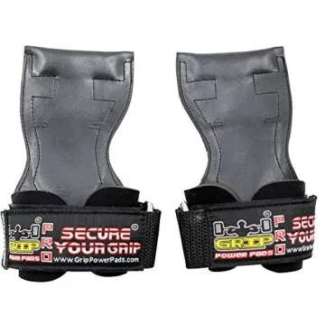 Lifting Grips PRO Weight Gloves Heavy Duty Straps Alternative to Power Hooks Deadlifts Adjustable Neoprene Padded Wrist Wrap (Black Rubber, Small 5.0"-6.40" Wrist Size)