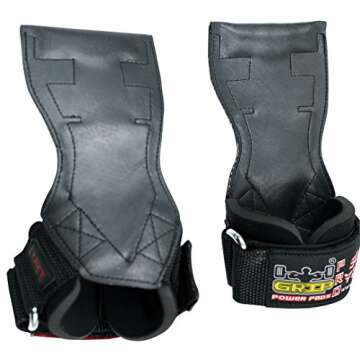 Lifting Grips PRO Weight Gloves Heavy Duty Straps Alternative to Power Hooks Deadlifts Adjustable Neoprene Padded Wrist Wrap (Black Rubber, Small 5.0"-6.40" Wrist Size)