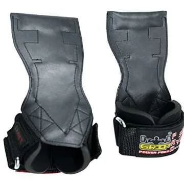 Lifting Grips PRO Weight Gloves Heavy Duty Straps Alternative to Power Hooks Deadlifts Adjustable Neoprene Padded Wrist Wrap (Black Rubber, Small 5.0"-6.40" Wrist Size)