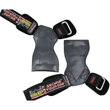 Lifting Grips PRO Weight Gloves Heavy Duty Straps Alternative to Power Hooks Deadlifts Adjustable Neoprene Padded Wrist Wrap (Black Rubber, Small 5.0"-6.40" Wrist Size)