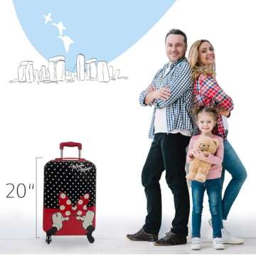 Fast Forward Minnie Mouse Luggage Hard Side Tween Spinner Rolling Suitcase for Kids Carry-On Travel Trolley - 21 Inch