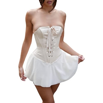 Tsnbre Women Strapless Mini Tube Dress - Perfect for Chic Summer Outings