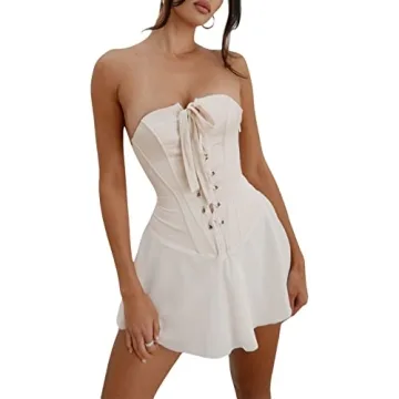 Shop Tsnbre Women Strapless Mini Tube Dress for Chic Style
