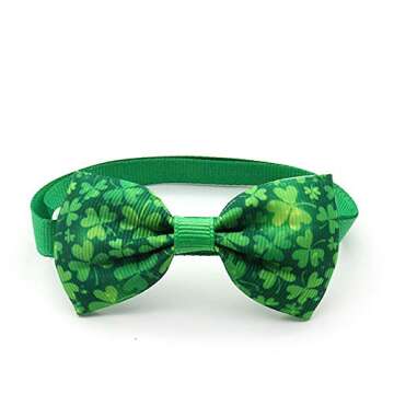 4 Pcs St. Patrick's Day Pet Dog Bow Ties - Adjustable Collars and Accessories