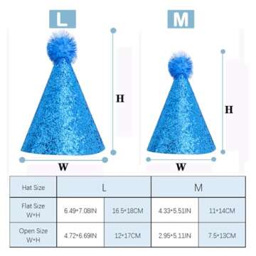 Pai Sence Kids Cone Party Hats for Toddler Birthday Party Hats with Pom Poms Reusable Holiday Glitte...