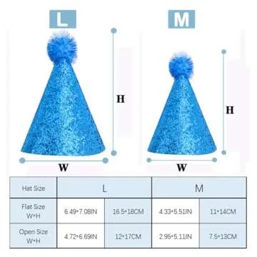 Pai Sence Kids Cone Party Hats with Pom Poms - Reusable Holiday Glitter Hats for All Ages