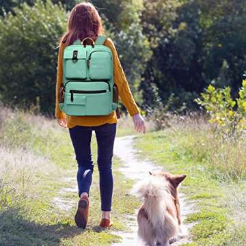 CAMTOP School Backpack Vintage Canvas Laptop Backpacks Men Women Rucksack Bookbags Travel (Mint Gree...