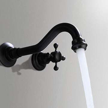 Antique Black Bathroom Sink Faucet Solid Brass Widespread Basin Mixer Tap Wall Mount