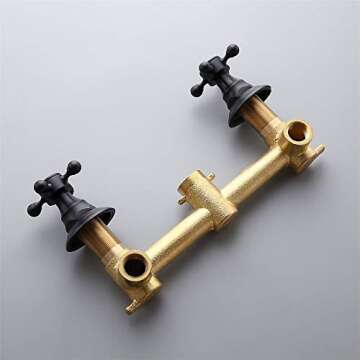 Antique Black Bathroom Sink Faucet Solid Brass Widespread Basin Mixer Tap Wall Mount