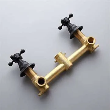 Antique Black Bathroom Sink Faucet Solid Brass Widespread Basin Mixer Tap Wall Mount