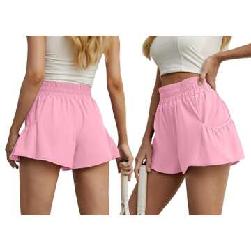 FREEOAK Womens Running Shorts with Liner High Waist Quick Dry Gym Workout Sports Tennis Ruffle Skirt...