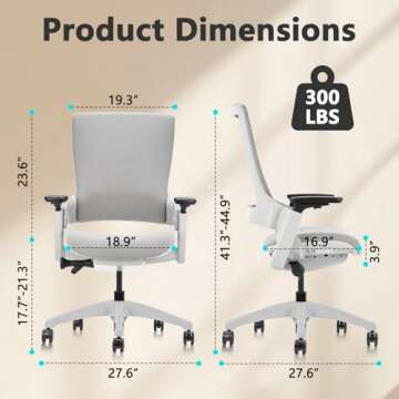CLATINA Ergonomic Office Chair with 3D Adjustability for Comfort