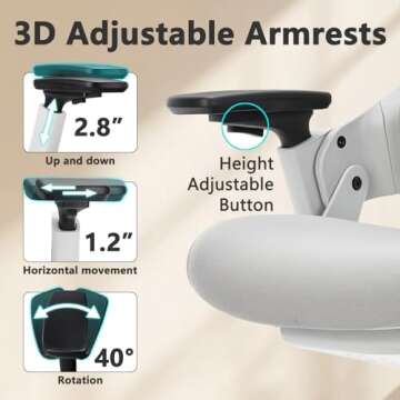 CLATINA Ergonomic Office Chair with 3D Adjustability for Comfort